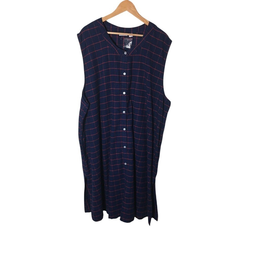 Vermont Country Store Dress Women's Size 3X Blue Plaid Midi